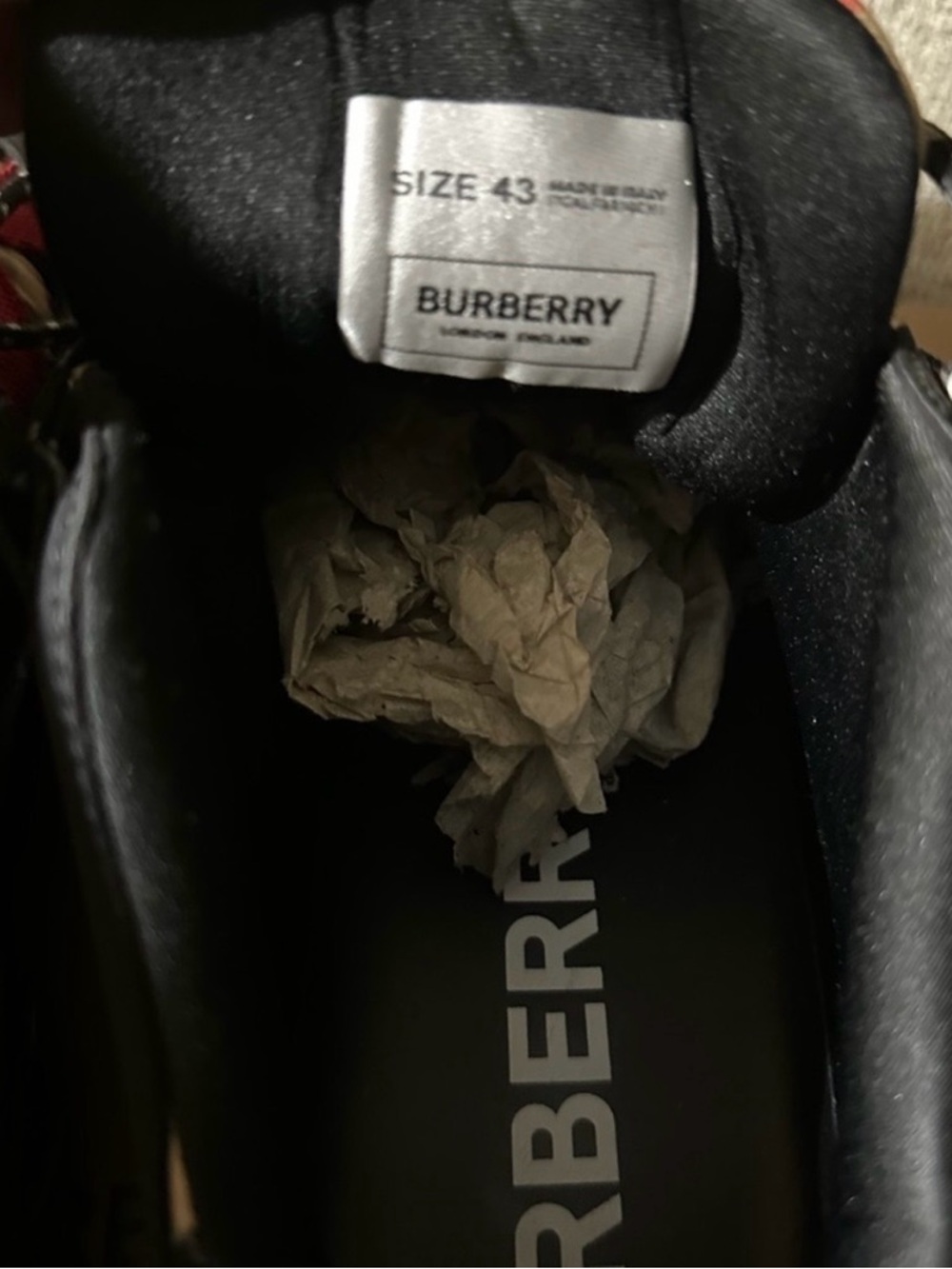 Burberry Black, Red & Beige Check Trail Sneakers - Picture 6 of 10